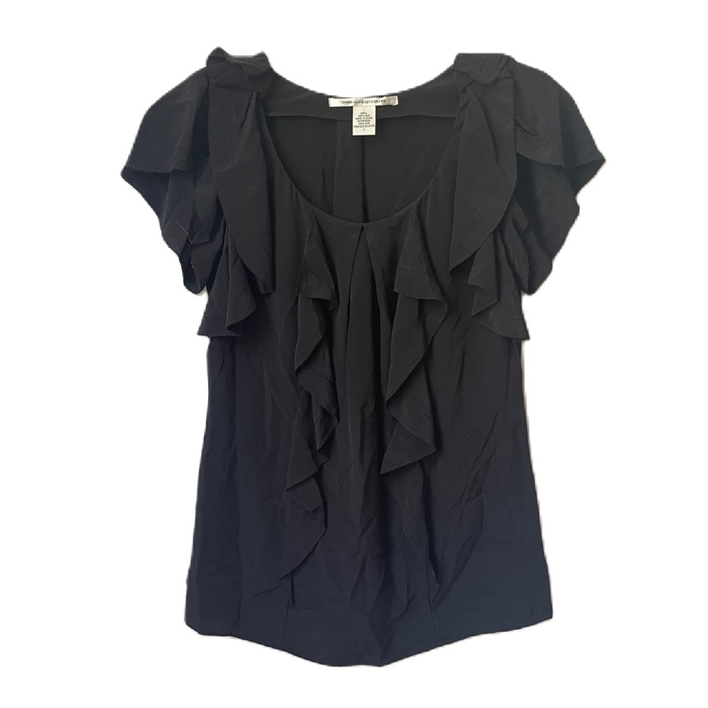 Diane Von Furstenberg aurette blouse top size 6 100% silk ruffle breathable boho